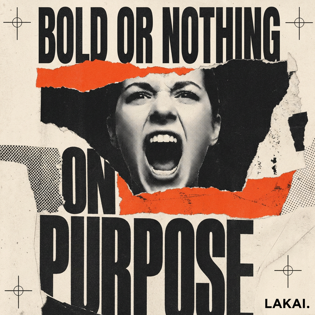 LAKAI poster artwork reading Bold or Nothing, On Purpose